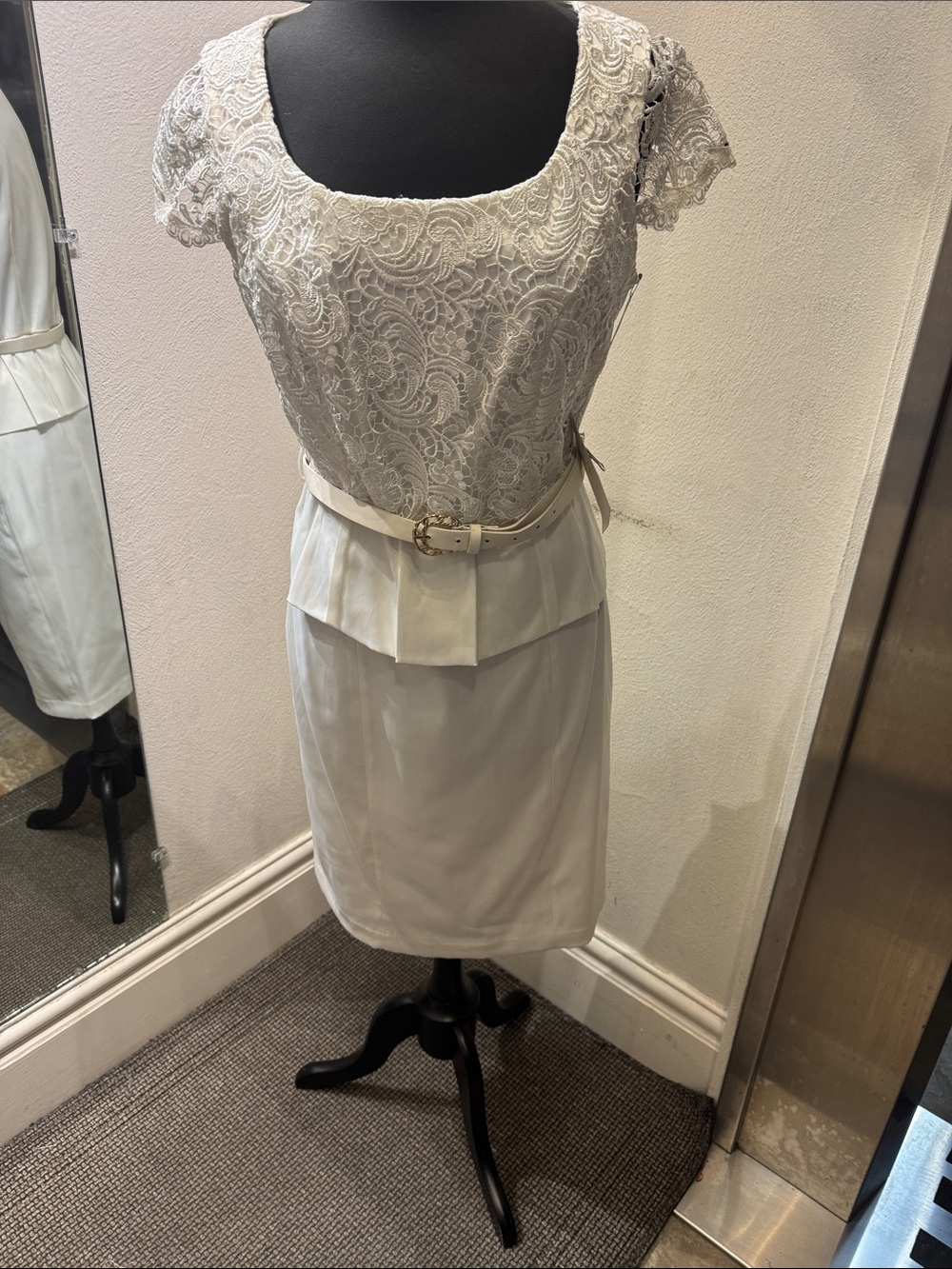 Lace-Top White Midi Dress